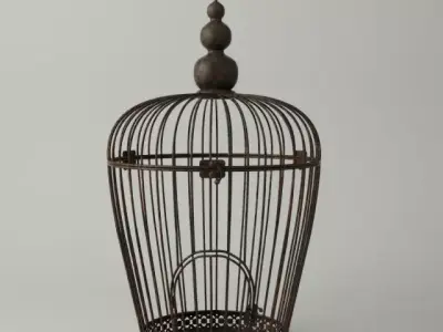 Rusted Metal Bird Cage 3D model