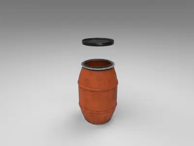 Plastic Barrels orange and blue Free low-poly 3D model
