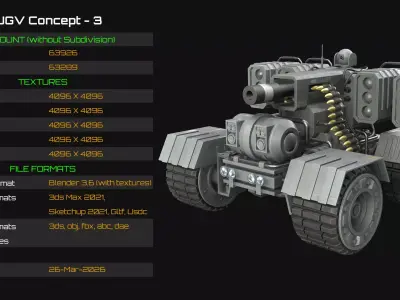 UGV Concept-3-Grey-Clean Low-poly 3D model