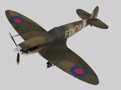 Spitfire Mk2b Low-poly 3D model