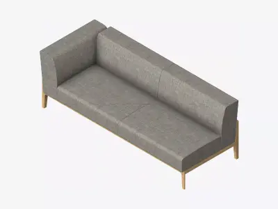 Furniture - Sofa - Contemporary - Oak - Medium - Sofa - Right Low-poly 3D model