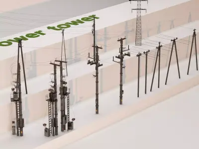 Electric Transmission Towers low Low-poly 3D model