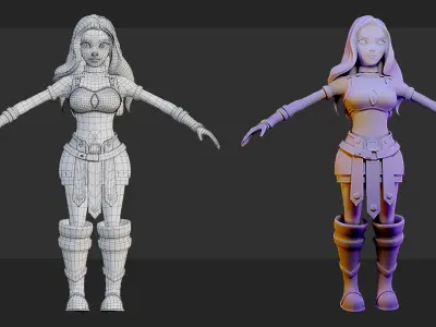 Fantasy Warrior Girl Character-Stylized 3D model