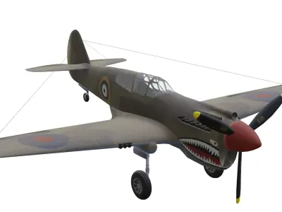 Curtiss P40 Warhawk Low-poly 3D model