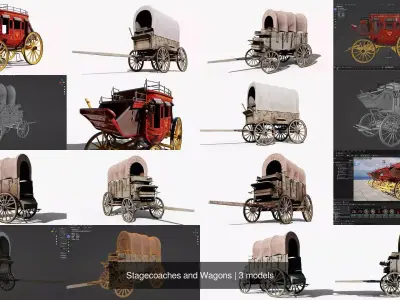 Stagecoaches and Wagons 3D Model Pack