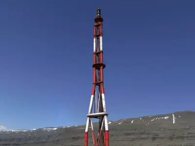 Industrial Flare Stack Low-poly 3D model