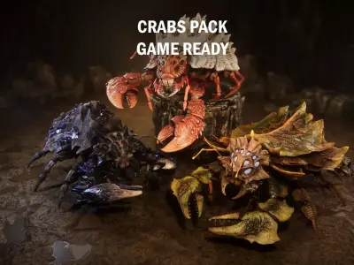 Crabs pack Low-poly 3D model