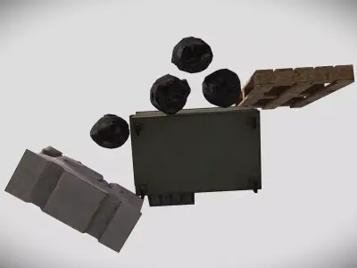 Industrial Low-Poly Asset Pack PS1 Style Low-poly 3D model