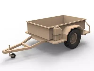 Military utility trailer Low-poly 3D model