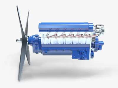 V12 aviation engine 3D model