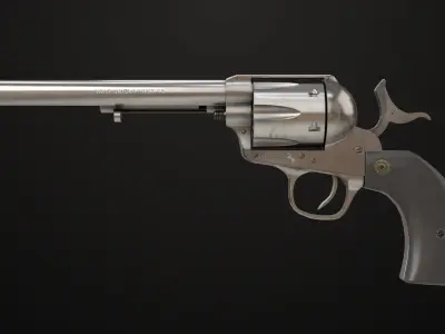 Revolver 03 Model Colt Silver All PBR Unity UE Textures Low-poly 3D model