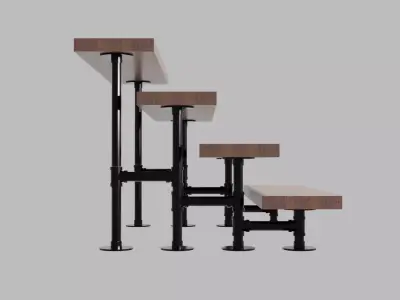 Industrial Pipe Fittings Plant Stand Low-poly 3D model