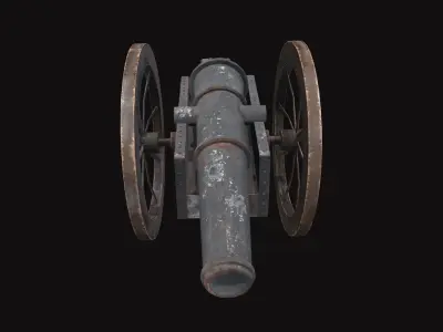 Medieval Cannon V02 Old Low-poly 3D model