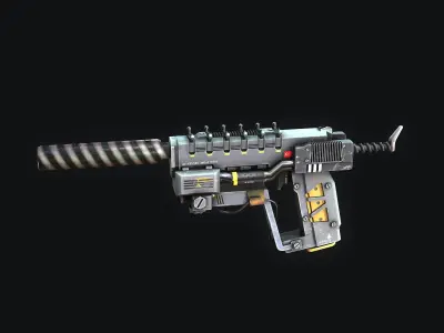 Sci-Fi Pistol Low-poly 3D model 7