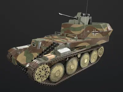 Flakpanzer 38 Gepard Tank Low-poly 3D model