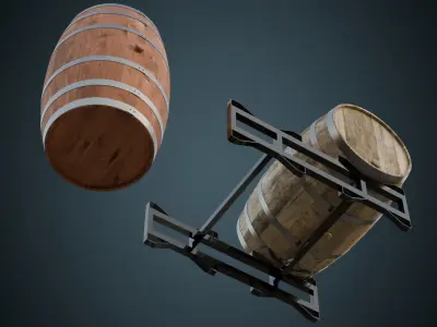 Wooden Barrel 1 Basic Low-poly 3D model