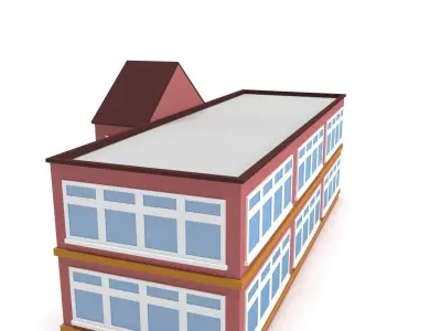3D Low Poly School Building Low-poly 3D model