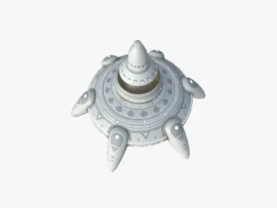 Alien Spaceship UFO G09 Full White - Sci Fi Spacecraft Design Low-poly 3D model