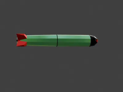 Low poly torpedo with animated propeller Free 3D model