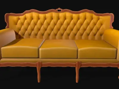 Sofa Antique Stylized Low-poly 3D model