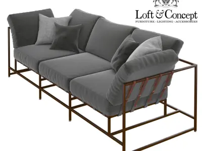 Grey Wool Sofa 3D model