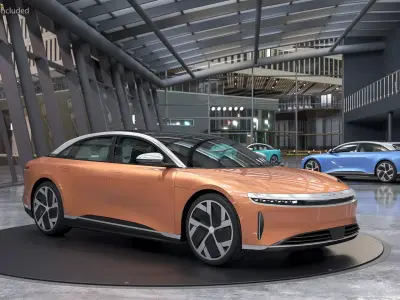 Lucid Air 2021 Electric Luxury Sedan Rigged 3D model