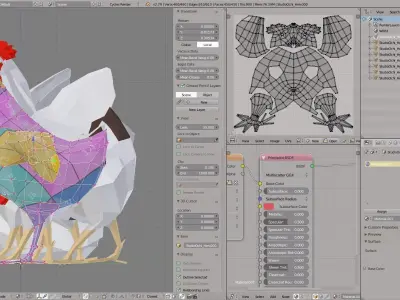 Hen Chicken Low-poly 3D model
