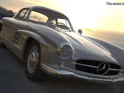 1955 Mercedes Benz 300SL Gullwing Rigged for Maya 3D model