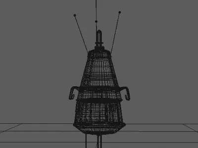 Sputnik 3 spacecraft flying in sky Low-poly 3D model