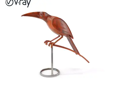 Rustic Bird Sculpture on Stand Model Pack Low-poly 3D model purchase