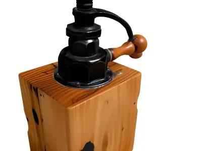Vintage Wooden Coffee Grinder Low-poly 3D model