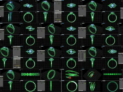 3DM-STL 277 ENGAGEMENT AND BAND RING FILES 3D Model Pack