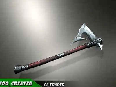 Modern Magical Axe Fantasy Low-poly 3d model Low-poly 3D model