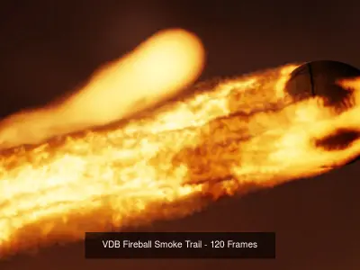VDB Fireball Smoke Trail - 120 Frames and Linen Fireball 3D Model Pack
