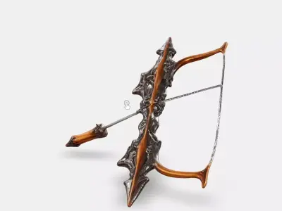 Elven Curve Bow Low-poly 3D model