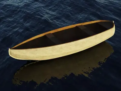 Boat 3D model wooden Low-poly 3D model