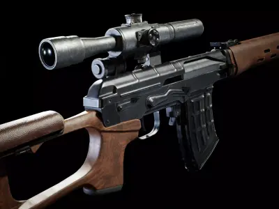 PBR - SVD Dragunov Woodstock - Game-Ready 3D Asset Low-poly 3D model