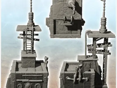 Transmission station with long distance antenna and cabin -10- 3D print model