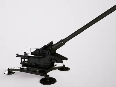 210-mm cannon Br-17 Low-poly 3D model