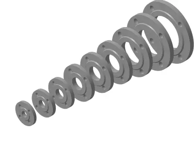 Flange Collection PN25 DN15 - DN600 18 pieces 3D model