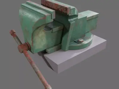 LowPoly Vice Game Ready metal vise Free low-poly 3D model