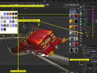 Roller Coaster Train Animated  3D model