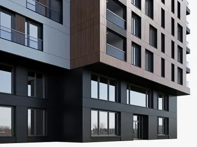 Modern residential building 6 3D model purchase