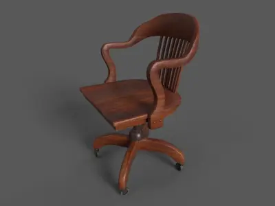 Wood Office Chair c 1940 Low-poly 3D model