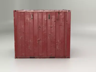 Intermodal Shipping Container 10-foot-long Red Aged Low-poly 3D model
