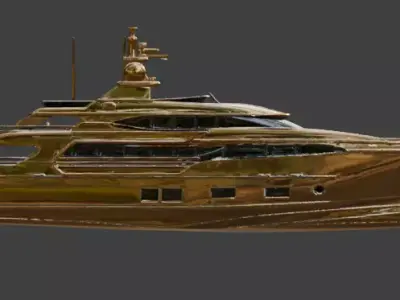 Luxury Gold Metallic Super Yacht 3D Model 3D model