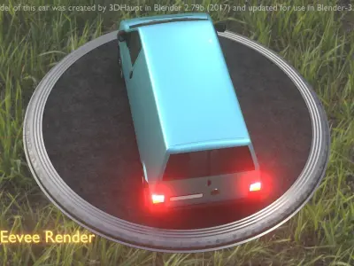 City Car 55 Commercial Transporter Type-C Blue  Low-poly 3D model