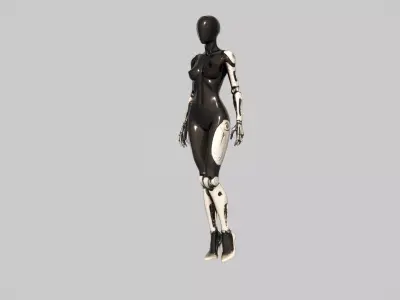 Sleek Black Female Cybernetic Android Low-poly 3D model