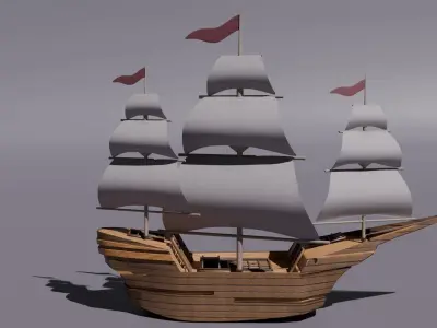 Wooden Boat 3D model 7