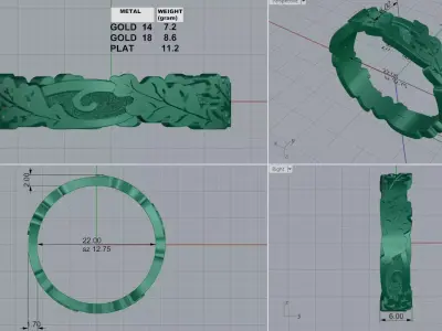 Floral Vintage Pattern Wedding Band including 2 sizes 3D print model